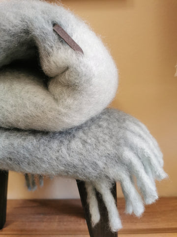 Blanket Shades of Grey/Blue - Mohair