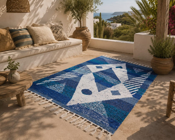 Rug recycling Cotton Azul & White